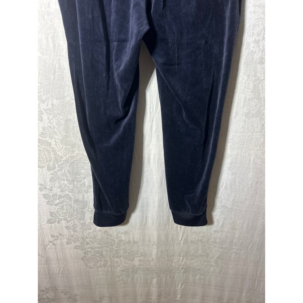 Juicy Couture Velour Pants XL Navy Blue Track Joggers Drawstring Y2K Elastic Cuf - Picture 10 of 13